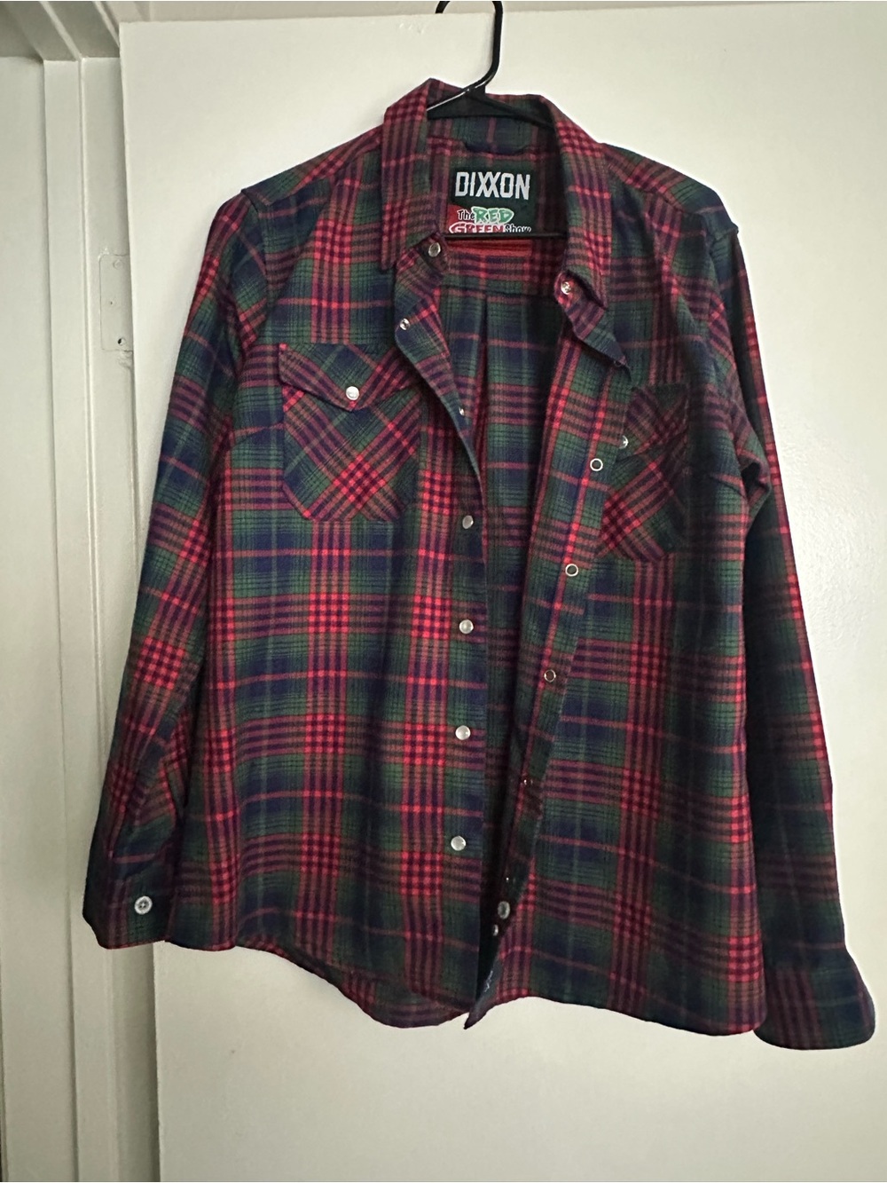 DIXXON Red and Green Plaid Snap-Front Flannel Shirt